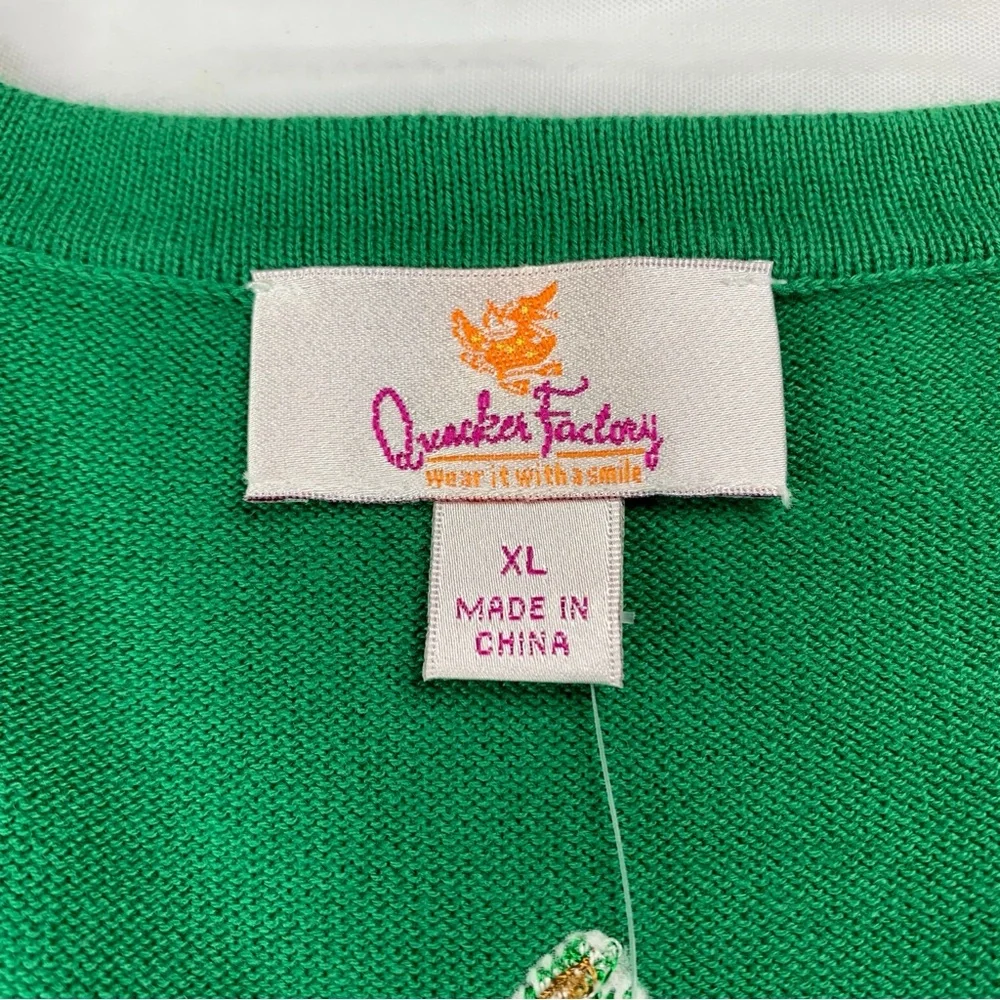 Quacker Factory Cardigan Sweater Layered Tank XL Embroidered Cardinal Birds NWT